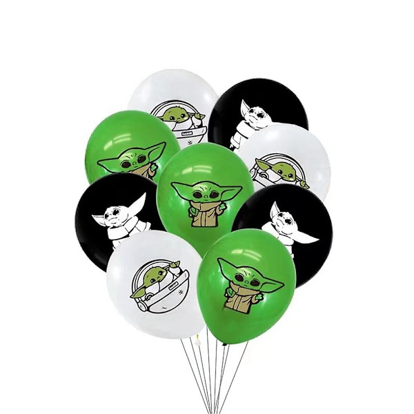 Baby Yoda tema födelsedagsfest dekoration banner ballonger tårtdekoration set