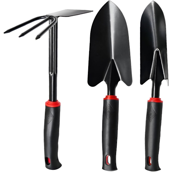 Trädgårdsredskap Set, 3 delar Kultivator Rake Spade Trädgårdshandskar Non-Slip Transplanters, Blomster Rake, G