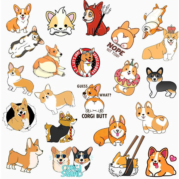 Corgi-tarrat vesipulloille, kannettavalle tietokoneelle, Macbookille, työpöydälle, lapsille