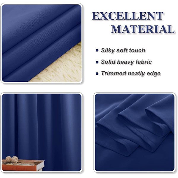 Makuuhuoneen verhot - 42 x 63 tuuman verhot olohuoneeseen ja lastenhuoneeseen Blue