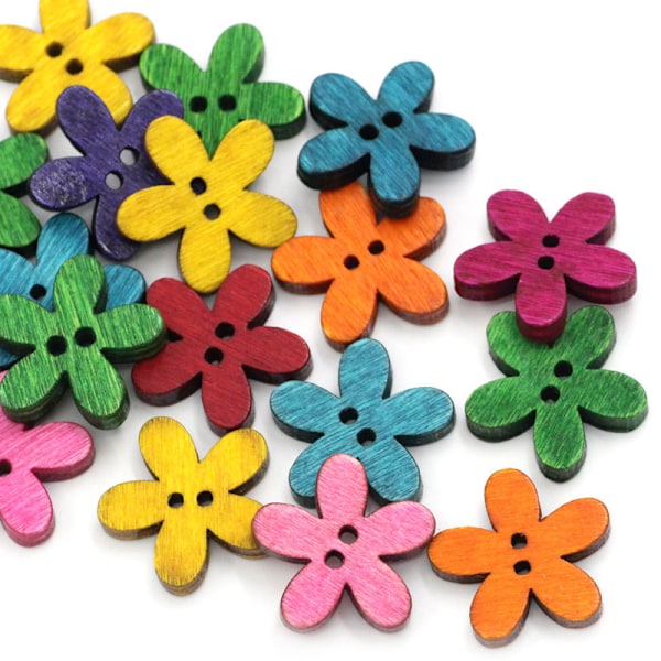 Tretre knapper Dekorative knapper Syknapper (100 stk) Flower Shaped