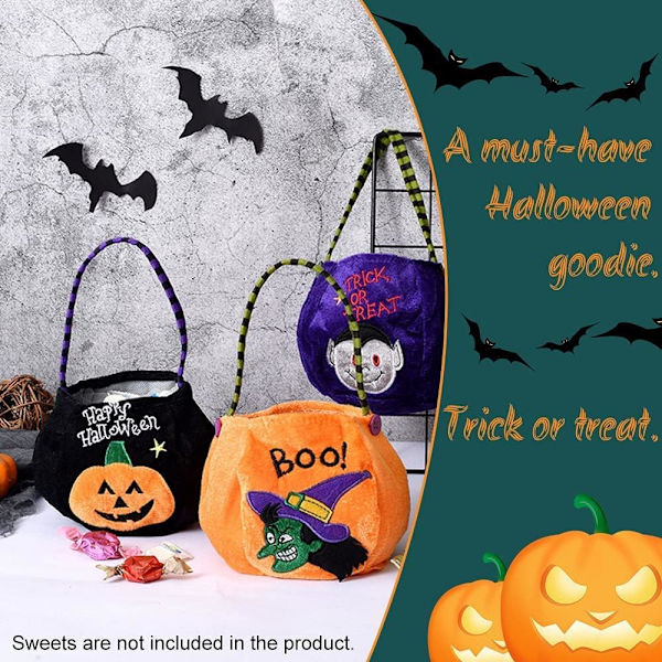 Halloween Godteripose (A), 3 Stykker Gresskarpose, Halloween Vampyr