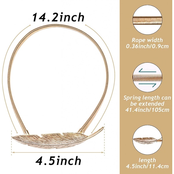 4-pack fjäderformade gardinupphängningar i aluminiumlegering med fjäderdesign för gardiner Gold