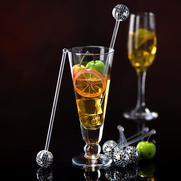 Diskopallo Cocktail -sekoittimet Muoviset pyöreäkärkiset sekoitustikut Cake Pops Peilipallo Kahvi Juoma Sekoittimet Kotibaariin Kahvilaan Käyttöön 24 kpl