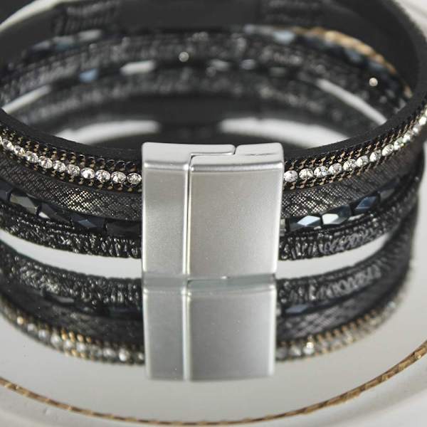 Læder Wrap Armbånd Boho Manschet Armbånd til Kvinder Krystal B