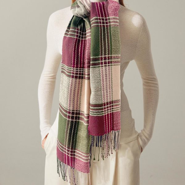 Damkrage Klassisk Fransar Rutiga Super Mjuk Klassisk K cashmere-känsla Höst Vinter Halsdukar Tartan Varm Tjock Wrap Sjal