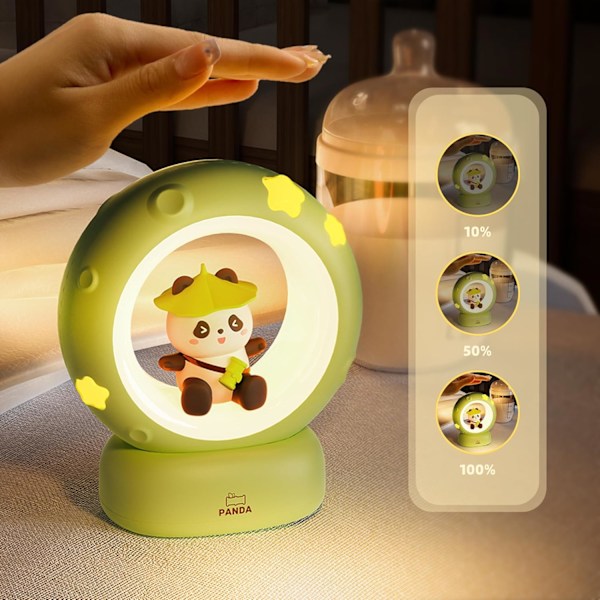 Panda Natlampe Genopladelig Børnenatlampe Baby Sengelampe Barselslampe Soveværelse med Timer Bærbar Baby Natlampe Nyfødt Fødselsgave