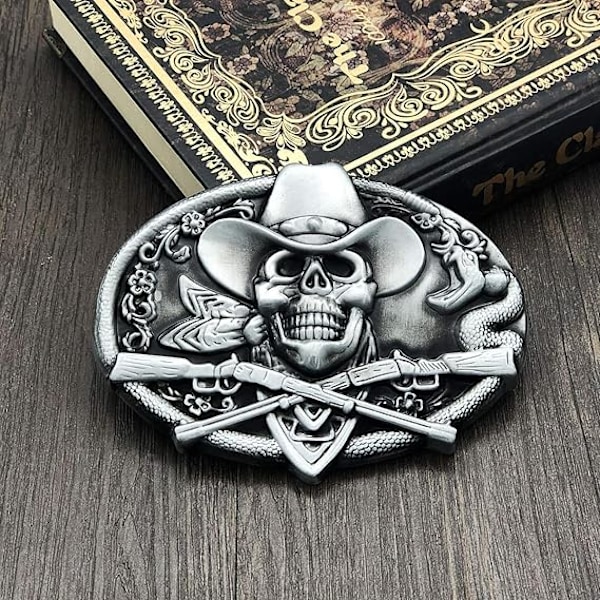 Bältesspänne med spökskelett för män, amerikansk indian, western cowboy-bältesspänne