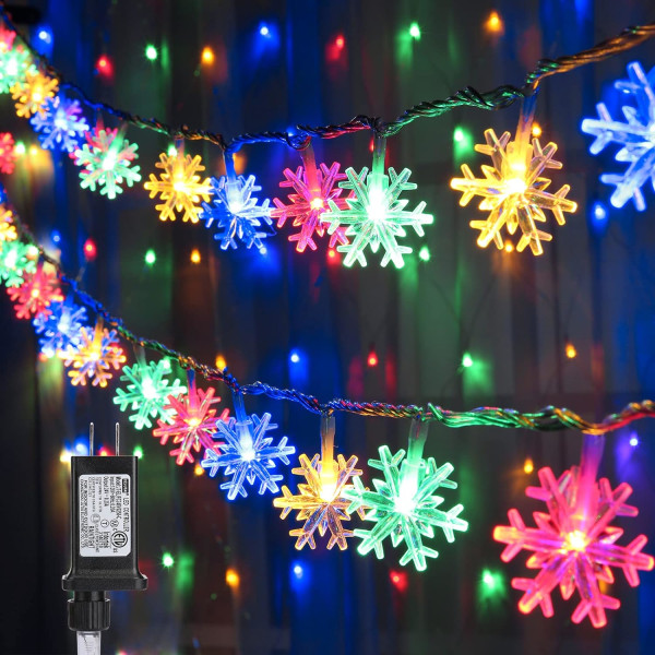 Christmas Lights, Snowflake String Lights 100 LED 33FT String Lig