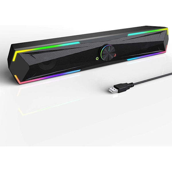 PC-højttaler, Soundbar med RGB-lys, USB eller Bluetooth-forbindelse