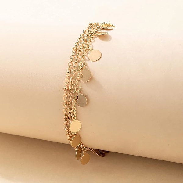 Guld Dame Hjerte Ankelkæde Justerbar Strand Lagdelt Ankel Armbånd til Kvinder Legering Fodkæde