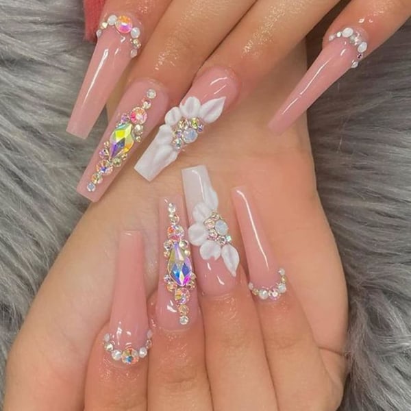 10 st 3D Nagelberlocker Blommor Nagelkonst Berlocker för Nagelstenar och Strass för Nagel Pärlor Kristaller Design Nagelkonst Dekor