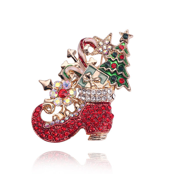 Kristalli Kristalli Rhinestone Joulu Hattu Saapas Rintaneula Christma