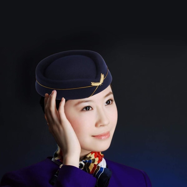 Flygvärdinna hatt filt retro flygvärdinna hatt flygvärdinna mössa cosplay kostym uniform mössa