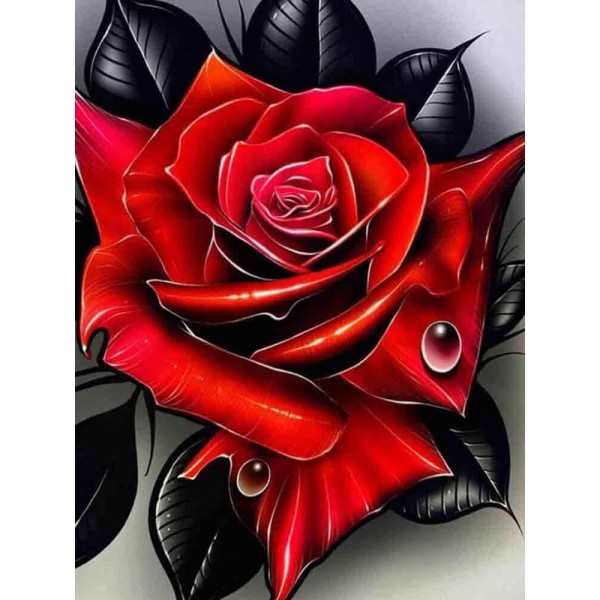 30 x 40 cm ,dessiner une rose foncée Diamond Painting Broderie