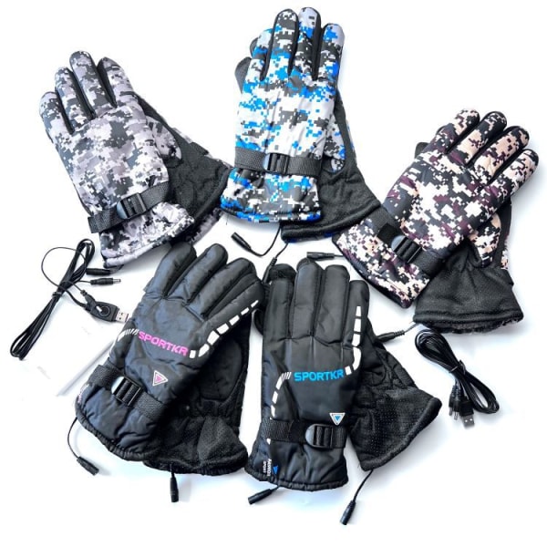 Blue USB Heated Gloves for Men and Women, Winter Heated Ski Mitte