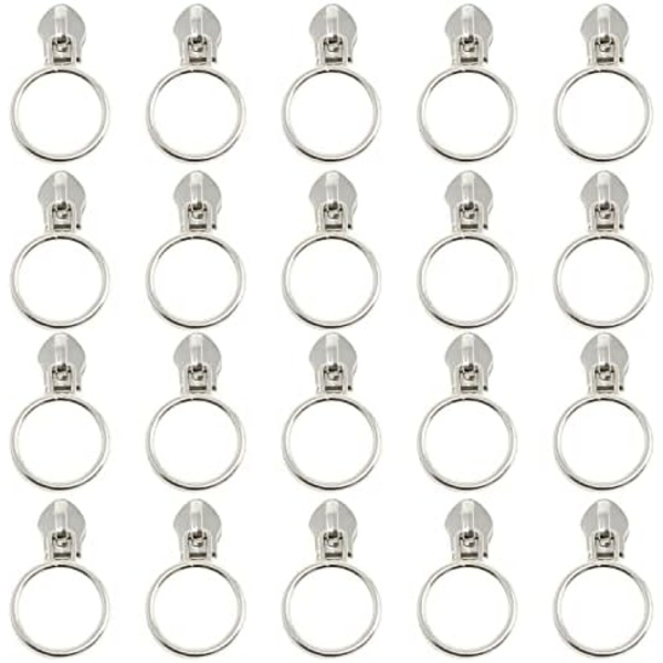 20 st. Zinklegering #5 Silver Ring Stjärnformad Dragkedja Huvud Mode Spiral Dragkedja Dragare Metall Dragkedja Glidare för Väskor Handväskor Väska