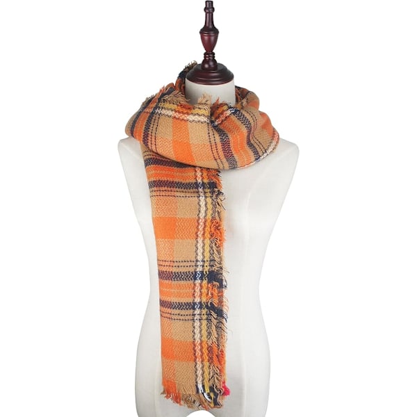 Dames Efterårs- og Vintertørklæde Klassisk Tassel Plaid Tartan Varmt Blødt Tykt Stort Tæppe Wrap Shawl Tørklæder