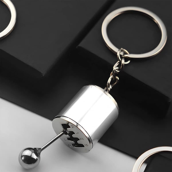 (Blå) 6-trins nøglering gadgets, bilgearkasse model nøglering, kreativ gave til bilentusiaster