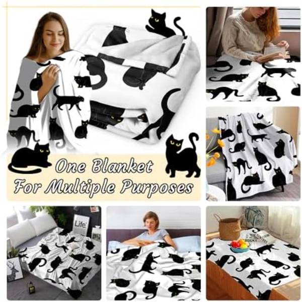 Svart Katt Filtpläd Super Mjuk och Mysig Pläd för Heminredning, Soffa, Säng, Soffa 50\"x40\" Liten för Barn för A