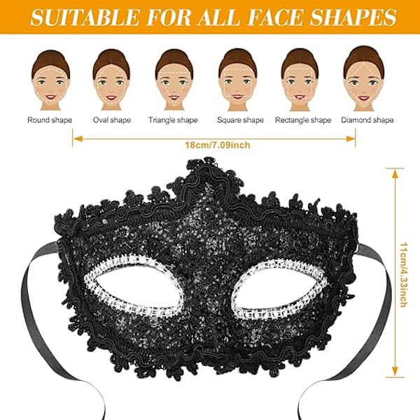 Lady of Luck Metallmask Vacker Bekväm Delikat Passform Ansiktet Varg Kvinna Mask för Fest Karniv