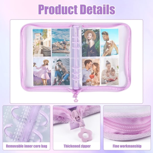 Kpop A5 Binder Photo Album - 6 hull - Med 10 lommer med 4 rom - Gjennomsiktig - A5-format