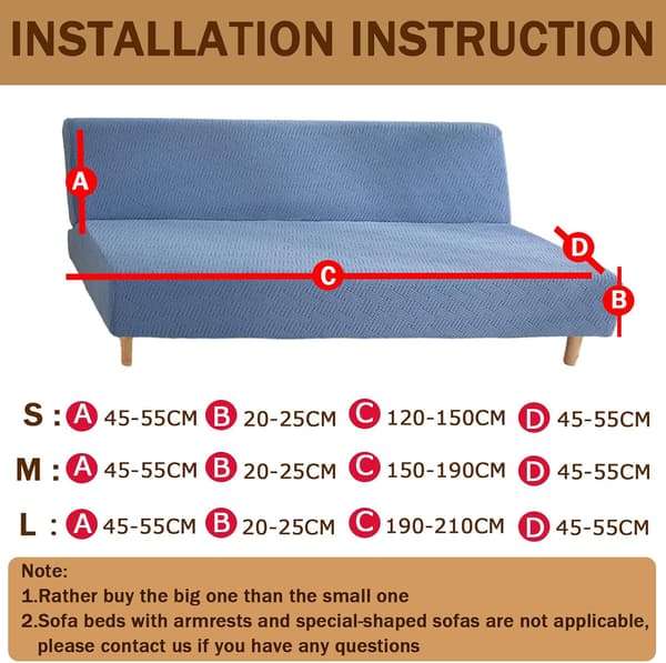 Elastiskt bäddsofföverdrag för 2/3-sitssoffor, mjukt vinteröverdrag för soffa utan armstöd, universellt bäddsofföverdrag (120-150 cm, blått)