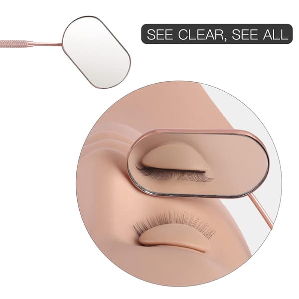 Vippespeil, 5,6 cm rustfritt stål sminke-vippespeil, tilbehør til vippeextensions, Lash Tech Must Haves (Rose Gold)