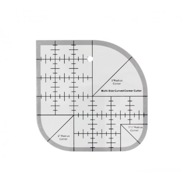 3-pack buet hjørnelinjal for quilting, patchworksøm - symaler med rund kant, patchwork T