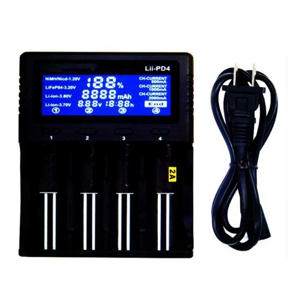 LII-PD4 LCD Batterilader 4 Slot Smart Batteri Back 110-240V