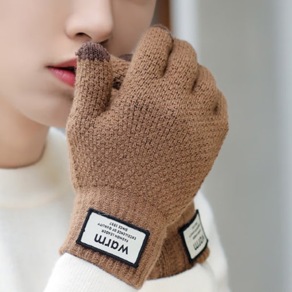 Khaki USB uppvärmda handskar för män och kvinnor, vinterpekskärm He