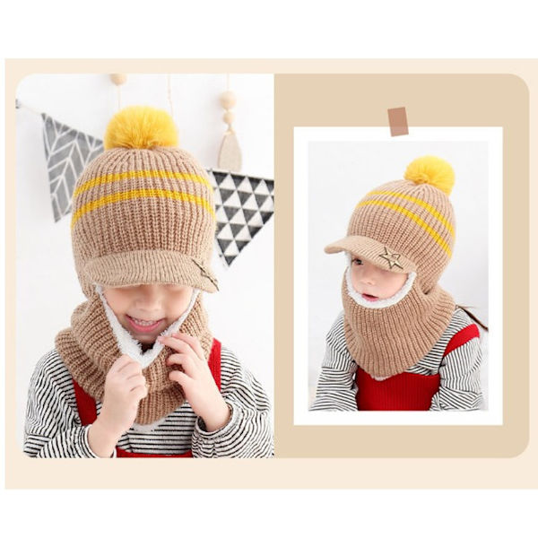 Baby Beanie Scarf Set Vinter Varm Beanie Hat Strikket Halsvarmer