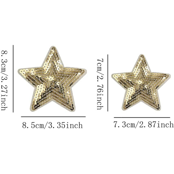 12 stk. Guld 2 størrelser-Stjerner Sequin Appliques Shiny Broderede Patches Sy På Stryg På Patches til Clot
