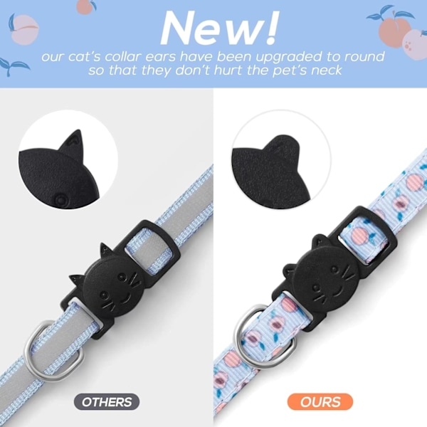 Halsband för Katt med Bjällra och Fruktberlock, Anti-stryp Halsband för Kattunge med Bjällra, Justerbart, Tillbehör för Husdjur, C