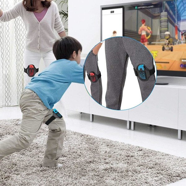 2 st Switch-benremmar för Nintendo Switch Sports/Ring Fit Adventure, justerbart elastiskt benband N