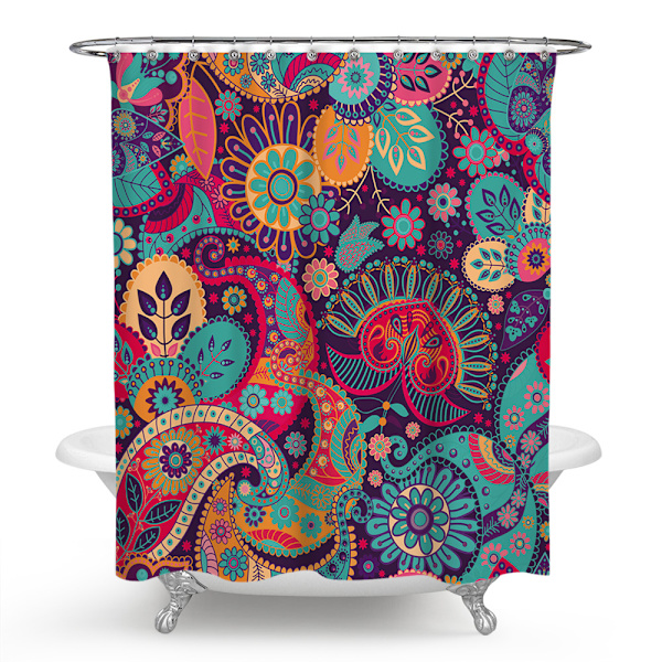 Mandala etnisk dekor duschdraperi retro geometrisk rund mönster