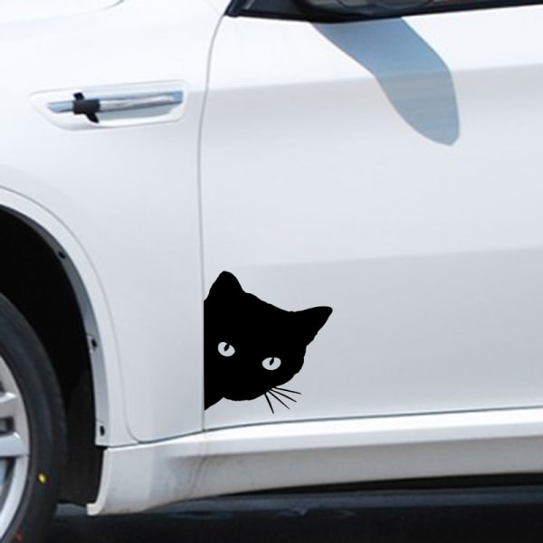 4 stk. Sort og Hvid Kattehoved Sticker Dekal Bil Vinyl Scooter