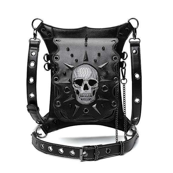 Steampunk vyölaukku Fanny Pack Skull Nahkainen Reisi Jalkaterä Lonkka H