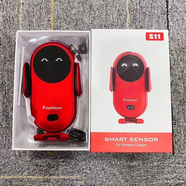 Trådløs Bil Lader, Universell Infrarød Sensor Mobiltelefonholder, 10W Intelligent Rask Lading, Automatisk Klemning