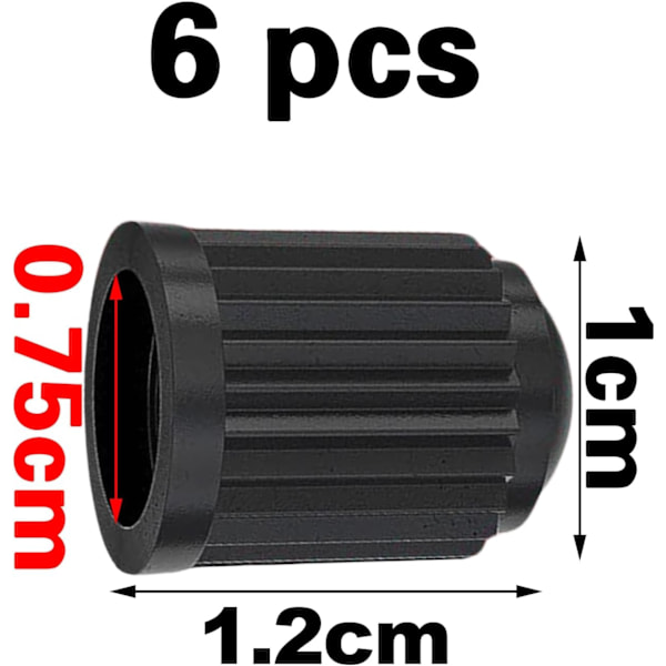 (1.2×1×1cm) 6 Stk. Dækventilhætter til Bil, Ventilhætter, Bildækshætter, Bilventilhætter, Universelle Ventildæksler, Sort til Ca