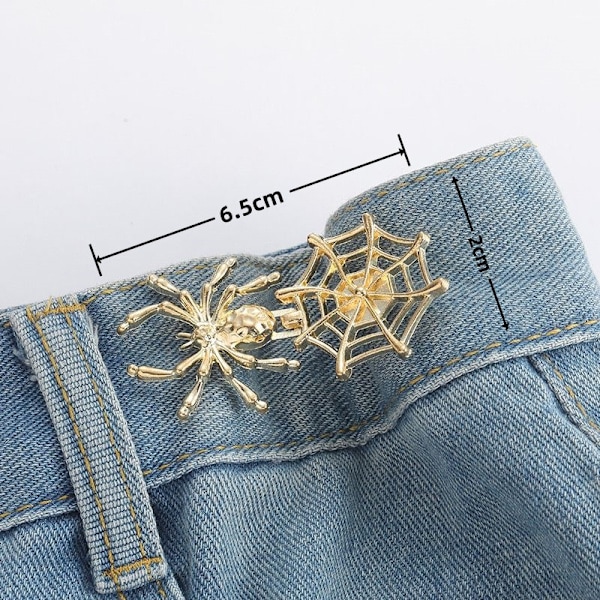 3 Sett Erstatnings Spider Cobweb Jeansknapper For Løse Jeans, Gjenbrukbare Spider Web Bukser Midje Strammer Knappnåler Edderkoppdyr Ingen Sy Metallknapper For