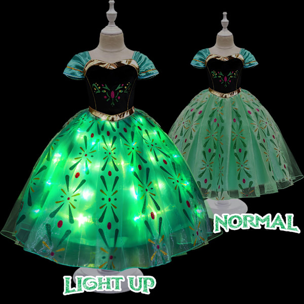 1 st grön lysande prinsessklänning juldräkt flicka snö Halloween isklänning Height 100CM