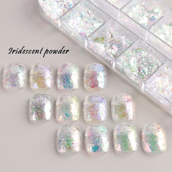 1 st Holografisk Nagelkonst Glitter Iridescent Flakes Nagelfolie 12 Fack Sjöjungfru Ljus Stark Färgglad Stjärna Gradient Is Slagg N