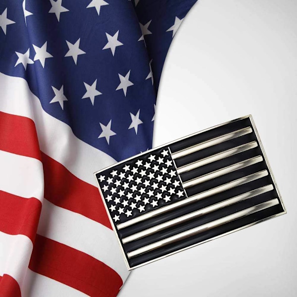 Mænds Mode Indfødt Amerikansk Flag Firkantet Bæltespænde Sort Emalie Medium