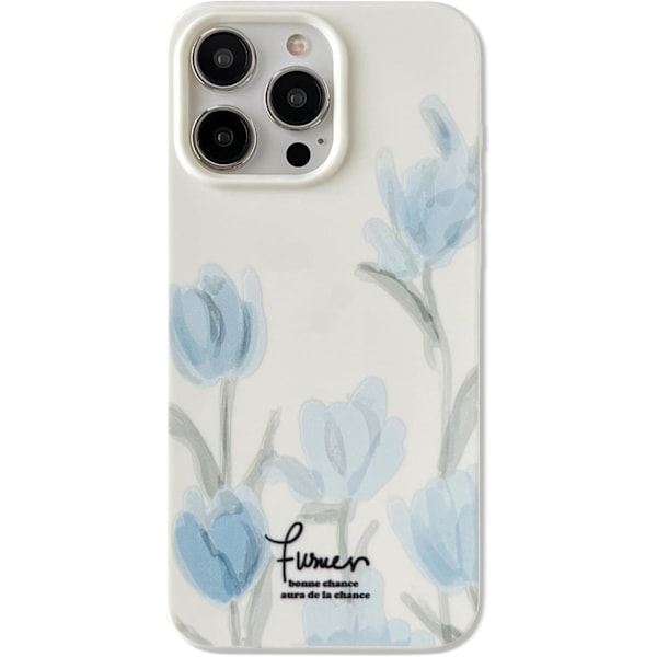 Konstnärlig Blå Tulpan Blomma Mjuk Designad för iPhone Skal (Beige, för iPhone 16 Pro Max)