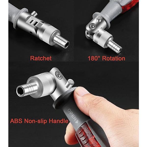 Punainen, 1-osainen räikkäruuvimeisseli magneettisella monikärjellä, 10