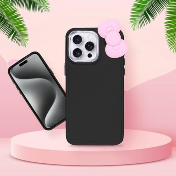 Yhteensopiva iPhone 16 Pro -kotelon kanssa, söpö 3D-jousi-design pehmeä silikoninen iskunkestävä suojakotelo iPhone 16 Pro 6.3\" 2024 Bl