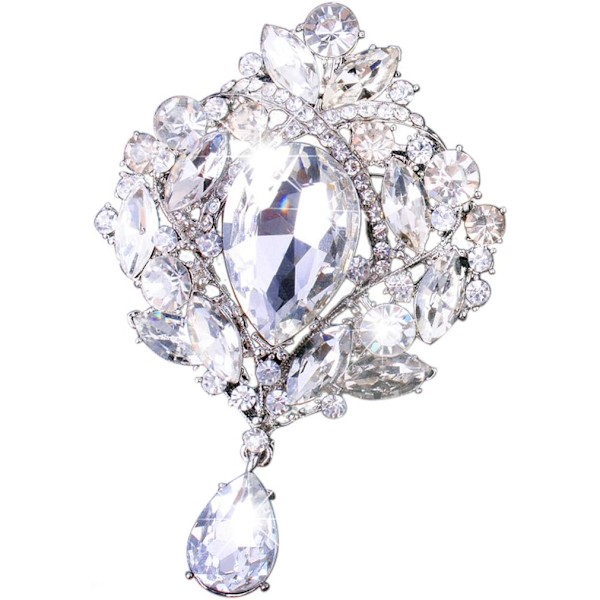 Bryllup Brud Stor Krystal Rhinestone Buket Brosche Sjal Nål til Kvinder
