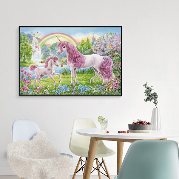 30 x 40 cm, Yksisarvinen Timanttimaalaus Timanttikirjontamaalaus