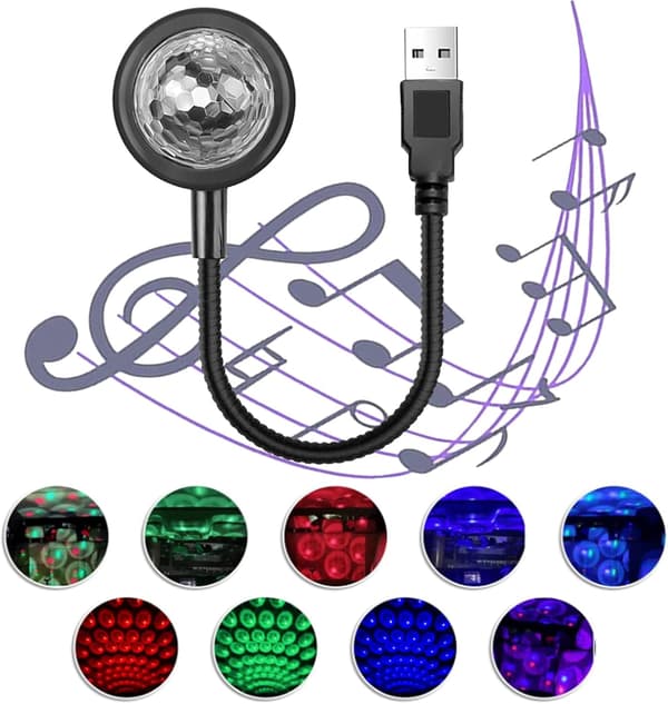 USB Bil Tag Stjernelys Projektor Lys Justerbar USB Diskolys Bil Interiør Romantisk LED Bil Atmosfære Lys til